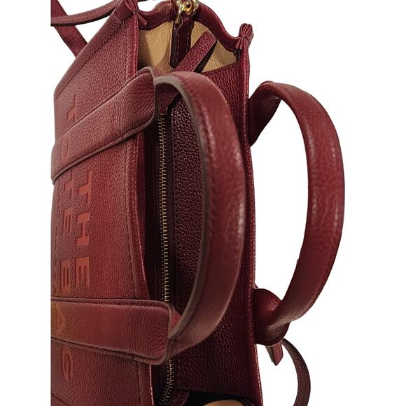 NEW Marc Jacobs Small Leather Tote Bag – Cherry/Gold - Picture 13 of 15